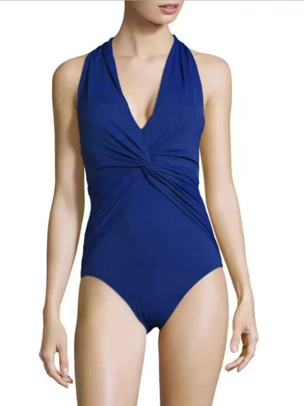 MICHAEL MICHAEL KORS Deep V-Twist Solid One Piece Size 12